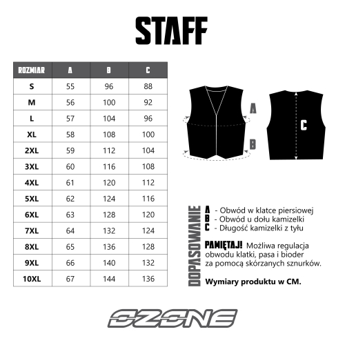 Kamizelka motocyklowa skórzana OZONE STAFF BLACK