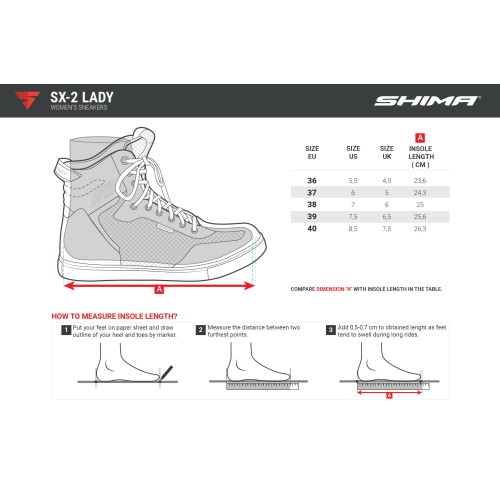 Buty trampki motocyklowe SHIMA SX-2 LADY GREY