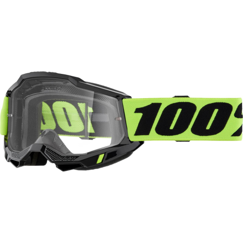 GOGLE cross quad 100% ACCURI 2 NEON YELLOW KOLOR ŻÓŁTY FLUO/CZARNY SZYBKA PRZEŹROCZYSTA