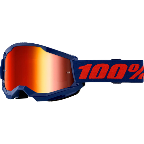 GOGLE cross quad 100% STRATA 2 NAVY KOLOR GRANATOWY/CZERWONY SZYBKA CZERWONE LUSTRO