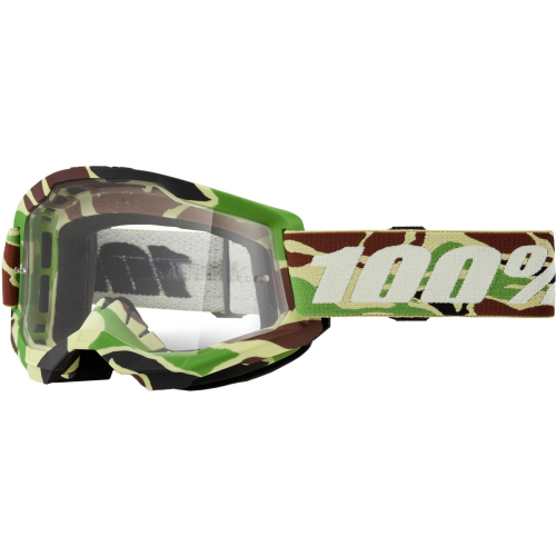 GOGLE cross quad 100% STRATA 2 WAR CAMO KOLOR ZIELONY/BRĄZOWY SZYBKA PRZEŹROCZYSTA