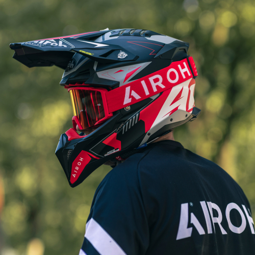 GOGLE cross quad AIROH BLAST XR1 RED MATT - SZYBA RED MIRRORED