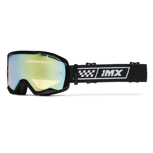 GOGLE cross quad IMX ENDURANCE RACE BLACK GLOSS/WHITE - Szyba IRIDIUM GOLD + Clear