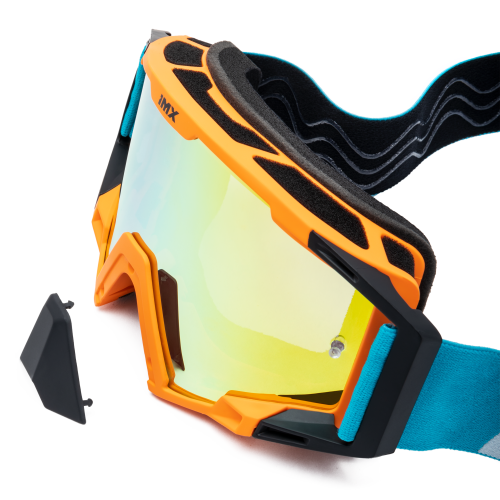 GOGLE cross quad IMX SAND ORANGE MATT/BLUE/WHITE - SZYBA ORANGE IRIDIUM + CLEAR (2 SZYBY W ZESTAWIE)