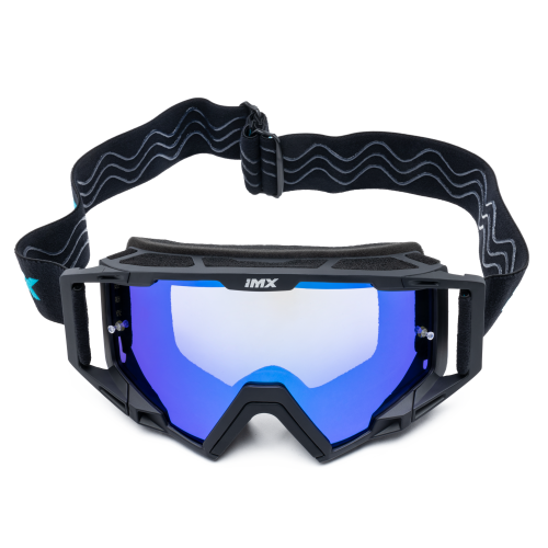 GOGLE cross quad IMX SAND BLACK MATT/BLUE - SZYBA BLUE IRIDIUM + CLEAR (2 SZYBY W ZESTAWIE)