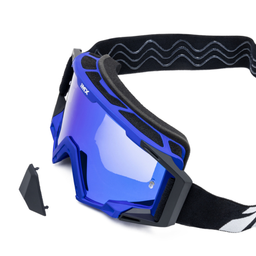 GOGLE cross quad IMX SAND BLACK MATT/BLUE - SZYBA BLUE IRIDIUM