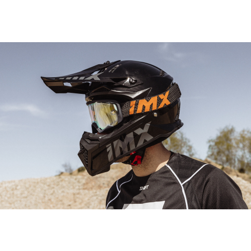 GOGLE cross quad IMX ENDURANCE FLIP GRAPHIC BLUE MATT/ORANGE - Szyba GOLD IRIDIUM + Clear