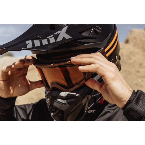 GOGLE cross quad IMX ENDURANCE RUST BROWN MATT/ORANGE - Szyba ORANGE + Clear