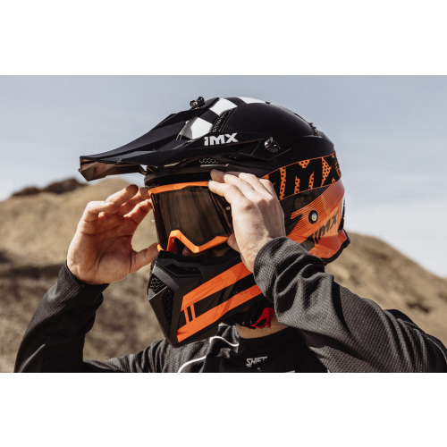 GOGLE cross quad IMX ENDURANCE FLIP ORANGE GLOSS/ORANGE - Szyba DARK SMOKE + Clear