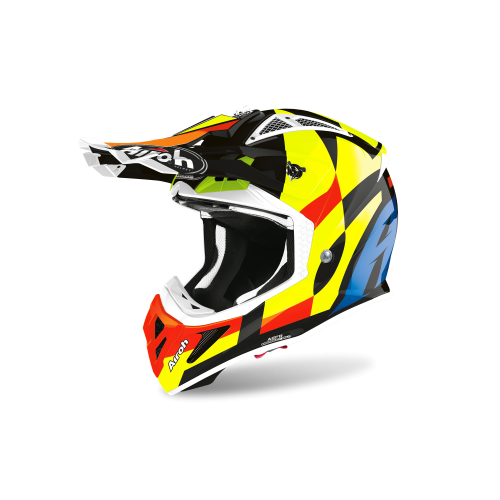 Kask Motocyklowy cross enduro AIROH AVIATOR ACE TRICK YELLOW BLUE GLOSS