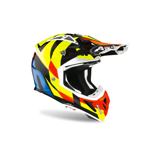 Kask Motocyklowy cross enduro AIROH AVIATOR ACE TRICK YELLOW BLUE GLOSS