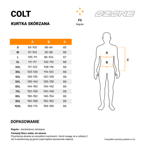 Kurtka motocyklowa skórzana OZONE COLT BLACK