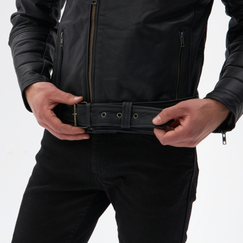 Kurtka motocyklowa skórzana ramoneska OZONE RAMONES MODERN MATT BLACK