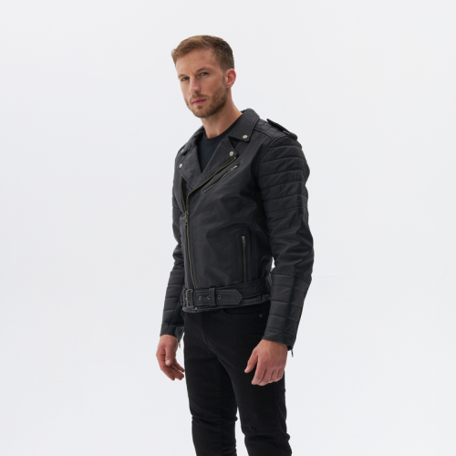 Kurtka motocyklowa skórzana ramoneska OZONE RAMONES MODERN MATT BLACK