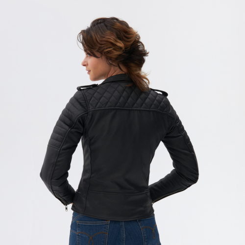 Kurtka motocyklowa skórzana damska ramoneska OZONE RAMONES MODERN LADY MATT BLACK