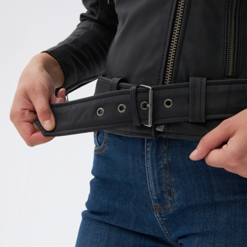 Kurtka motocyklowa skórzana damska ramoneska OZONE RAMONES MODERN LADY MATT BLACK