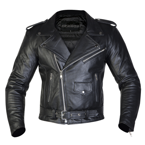 Kurtka motocyklowa skórzana ramoneska OZONE RAMONES BLACK