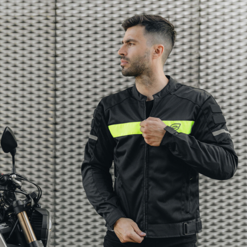 Kurtka motocyklowa letnia OZONE DART BLACK/FLUO YELLOW