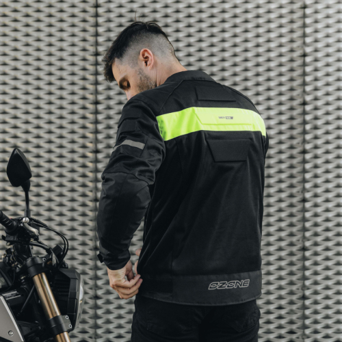 Kurtka motocyklowa letnia OZONE DART BLACK/FLUO YELLOW