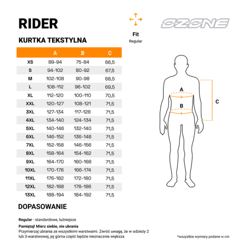 Kurtka motocyklowa OZONE RIDER BLACK