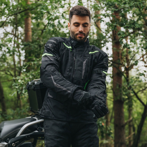 Kurtka motocyklowa turystyczna OZONE TOUR III BLACK/FLUO YELLOW