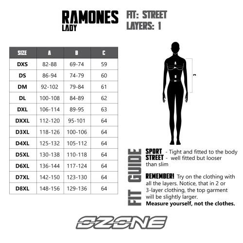 Kurtka motocyklowa skórzana damska ramoneska OZONE RAMONES LADY BLACK