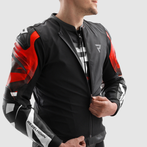 Kurtka motocyklowa skórzana sportowa REBELHORN INFERNO BLACK/BLUE/WHITE/RED
