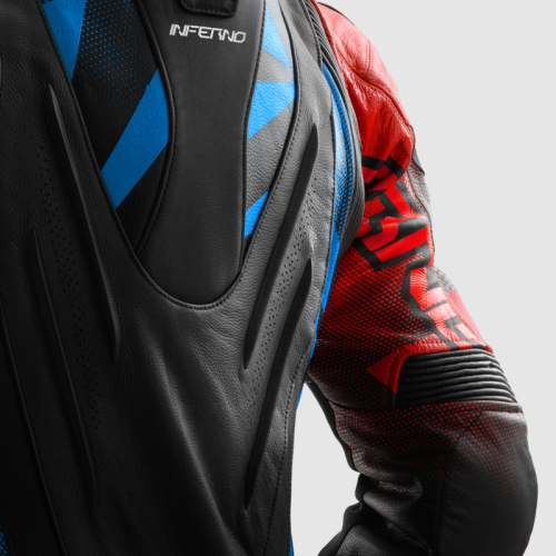 Kurtka motocyklowa skórzana sportowa REBELHORN INFERNO BLACK/BLUE/WHITE/RED