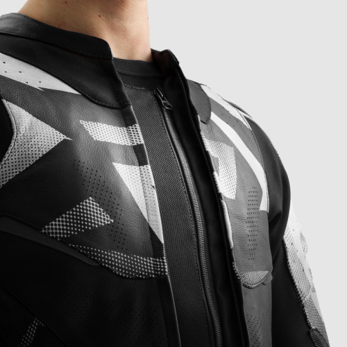 Kurtka motocyklowa skórzana sportowa REBELHORN INFERNO BLACK/WHITE