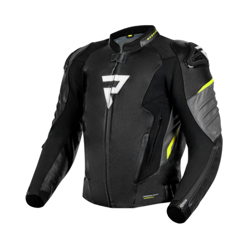 Kurtka motocyklowa skórzana sportowa REBELHORN VELOCE BLACK/GREY/FLUO YELLOW