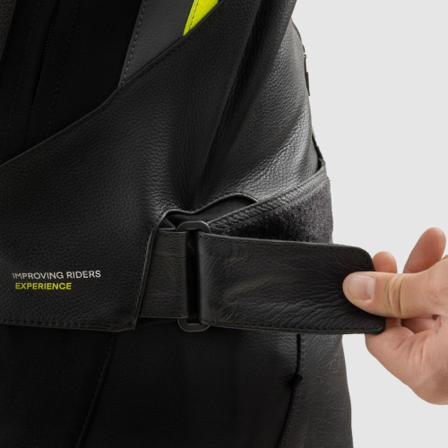 Kurtka motocyklowa skórzana sportowa REBELHORN VELOCE BLACK/GREY/FLUO YELLOW