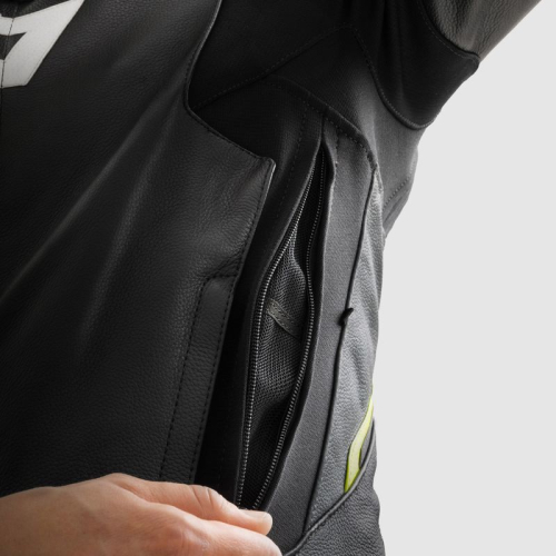 Kurtka motocyklowa skórzana sportowa REBELHORN VELOCE BLACK/GREY/FLUO YELLOW
