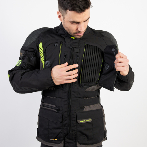 Kurtka motocyklowa REBELHORN PATROL BLACK/FLO YELLOW