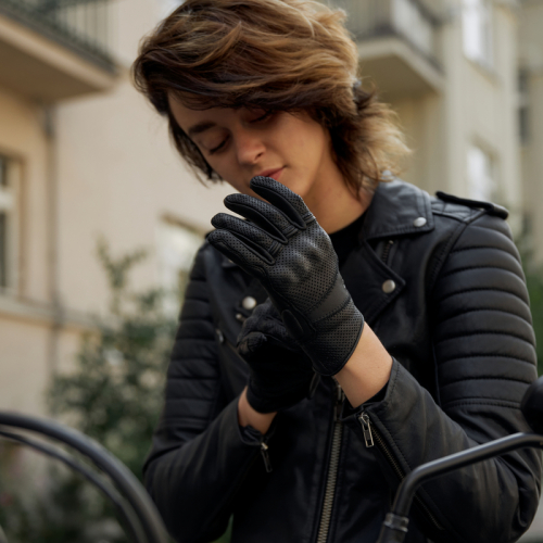 Rękawice motocyklowe damskie OZONE STICK CUSTOM II LADY BLACK