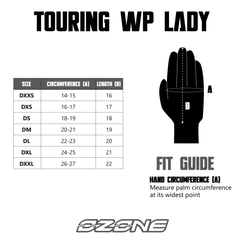 Rękawice motocyklowe damskie wodoodporne ,ciepłe OZONE TOURING WP LADY BLACK