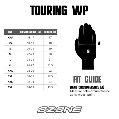 Rękawice motocyklowe wodoodporne ,ciepłe OZONE TOURING WP BLACK