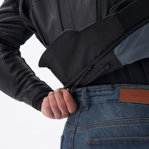 Kurtka motocyklowa skórzana sportowa REBELHORN VELOCE BLACK/GREY/FLUO RED