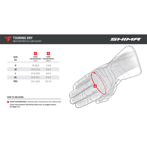 Rękawice motocyklowe z membraną SHIMA TOURINGDRY BLACK