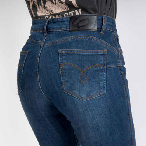 Spodnie motocyklowe jeans damskie OZONE STRIKER LADY SLIM FIT WASHED BLUE