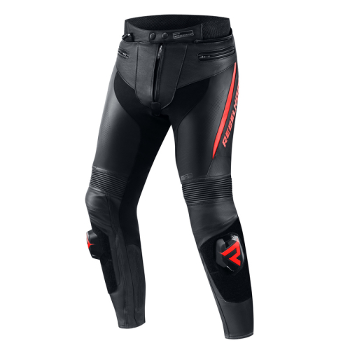 Spodnie motocyklowe skórzane sportowe REBELHORN FIGHTER BLACK/FLO RED