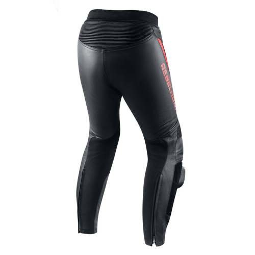 Spodnie motocyklowe skórzane sportowe REBELHORN FIGHTER BLACK/FLO RED
