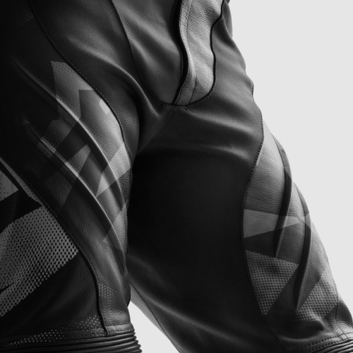 Spodnie motocyklowe skórzane sportowe REBELHORN INFERNO BLACK/WHITE