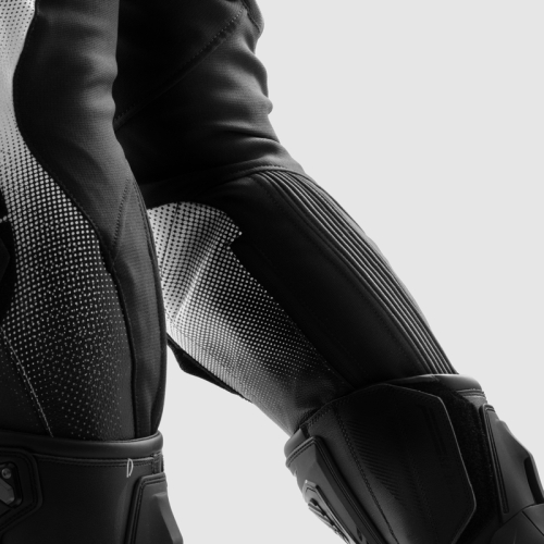 Spodnie motocyklowe skórzane sportowe REBELHORN INFERNO BLACK/WHITE