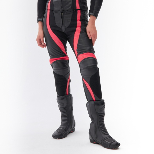 Spodnie motocyklowe skórzane sportowe damskie REBELHORN REBEL LADY PINK/BLACK