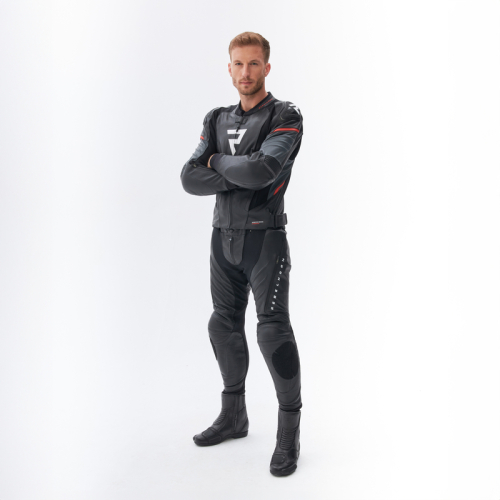 Spodnie motocyklowe skórzane sportowe REBELHORN VELOCE BLACK/WHITE