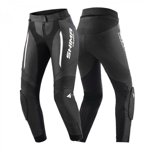 Spodnie motocyklowe skórzane sportowe damskie SHIMA MIURA 2.0 BLACK/WHITE