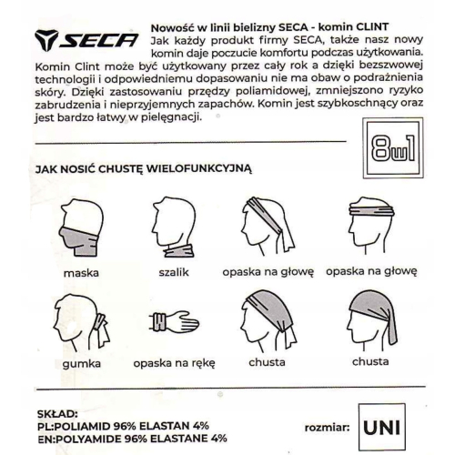 Komin na szyje termoaktywny SECA CLINT BLACK